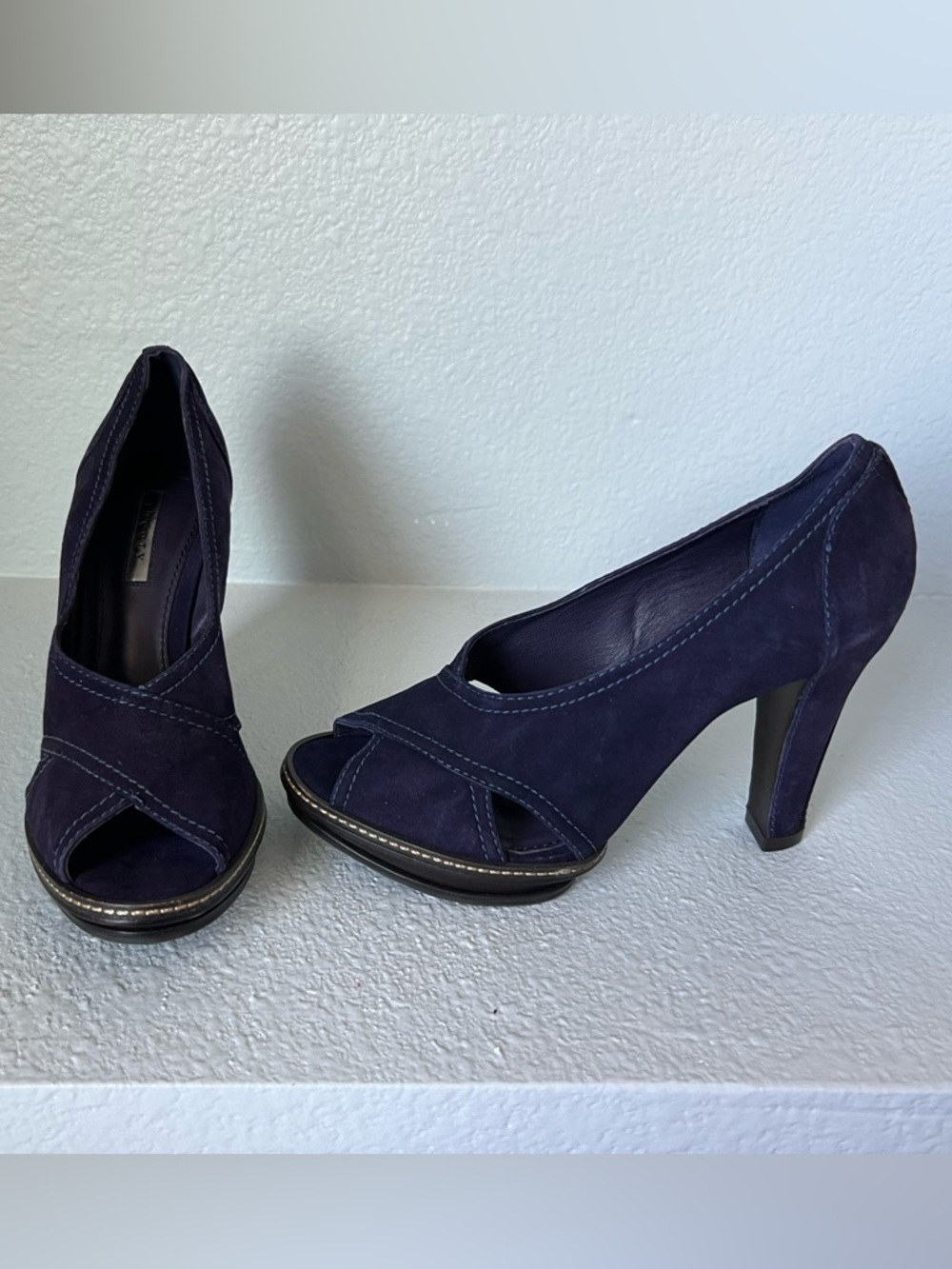 Theory Dark Purple Suede Heels